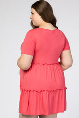 Coral Ruffle Accent Plus Maternity Dress