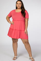 Coral Ruffle Accent Plus Dress