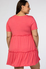 Coral Ruffle Accent Plus Dress