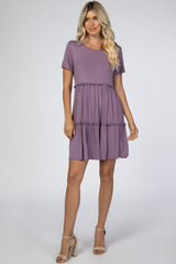 Lavender Ruffle Accent Maternity Dress