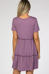 Lavender Ruffle Accent Maternity Dress