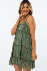 Olive Polka Dot Ruffle Tiered Dress