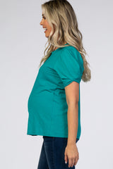 Jade Puff Sleeve Maternity Top