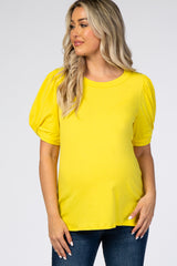 Yellow Puff Sleeve Maternity Top