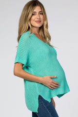 Dark Mint Pocket Front Knit Maternity Top