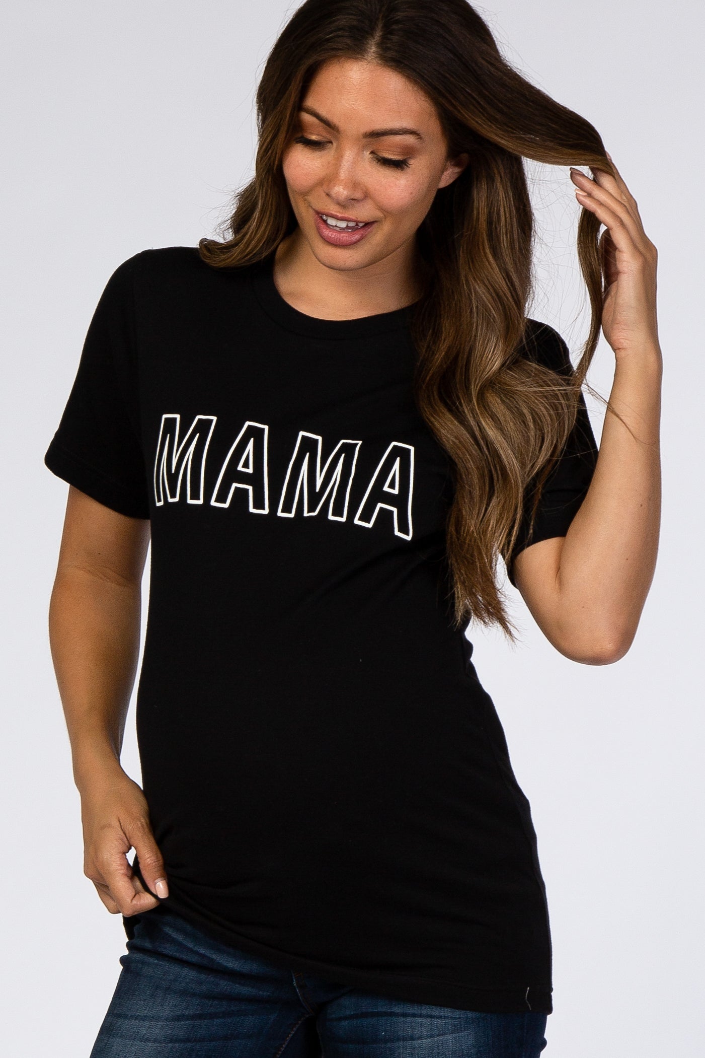 Black Mama Short Sleeve Maternity Top