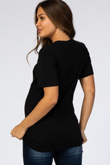 Black Mama Short Sleeve Maternity Top
