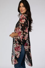 Black Floral Chiffon Cover Up