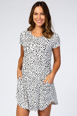 White Leopard Print Babydoll Dress
