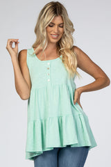Mint Green Tiered Button Accent Maternity Tank Top