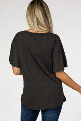 Charcoal Short Flounce Sleeve Maternity Top