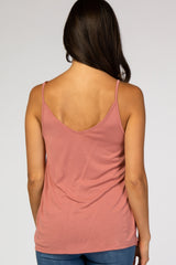 Rust Solid Knot Front Cami Strap Top