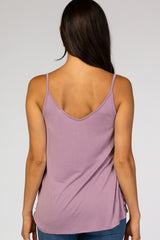 Lavender Solid Knot Front Cami Strap Top