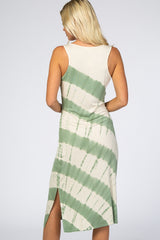 Olive Tie Dye Sleeveless Midi Dress