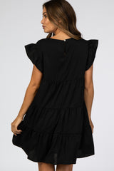 Black Tiered Ruffle Maternity Dress