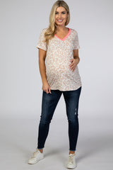 Mauve Animal Print Colorblock Maternity Top