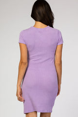 Lavender Ribbed Cutout Fitted Dress
