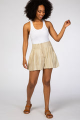 Taupe Tie Dye Smocked Maternity Shorts