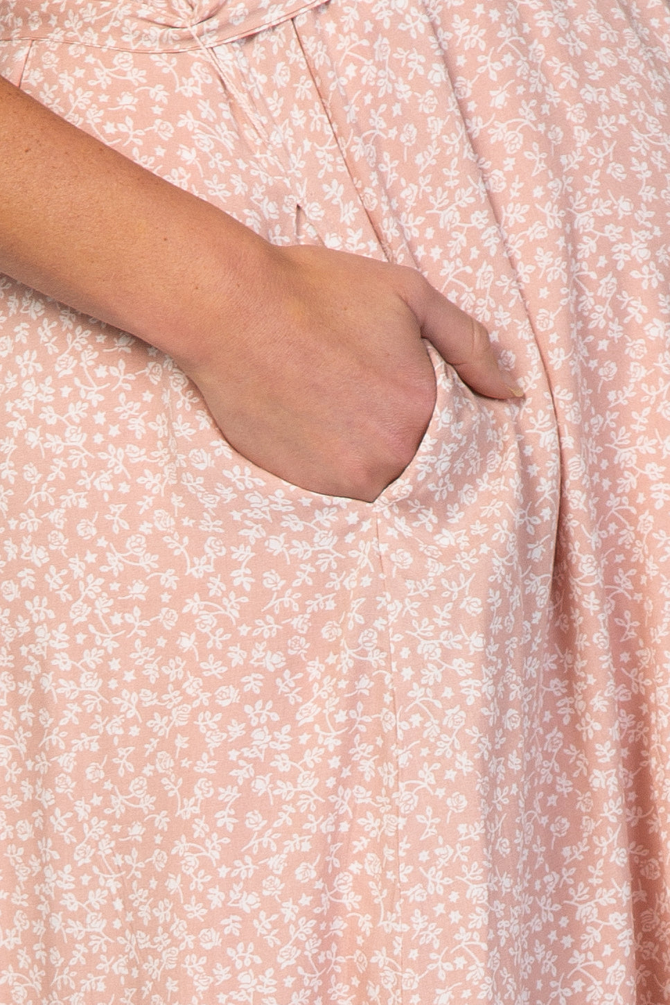 Light Pink Floral Ruffle Off Shoulder Maternity Midi Dress