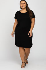 Black Basic Maternity Plus Dress