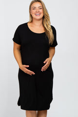 Black Basic Maternity Plus Dress