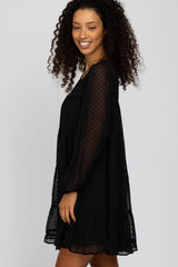 Black Swiss Dot Tiered Dress