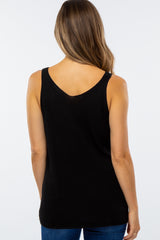 Black V-Neck Maternity Sweater Tank Top