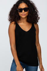 Black V-Neck Maternity Sweater Tank Top