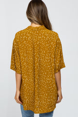 Mustard Printed Button Up Collared Maternity Blouse