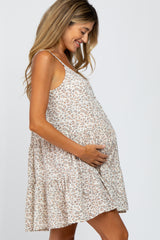 Ivory Printed Tiered Maternity Dress