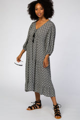 Black Printed 3/4 Sleeve Midi Maternity Dress