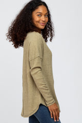 Olive Waffle Knit Long Sleeve Top