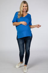 Royal Blue Hi-Low Maternity T-Shirt