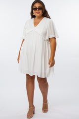 Ivory Ruffle Accent Plus Dress