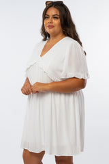 Ivory Ruffle Accent Plus Dress