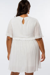 Ivory Ruffle Accent Plus Dress