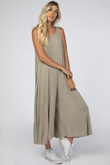 Taupe Basic Cropped Wide Leg Jumpsuit