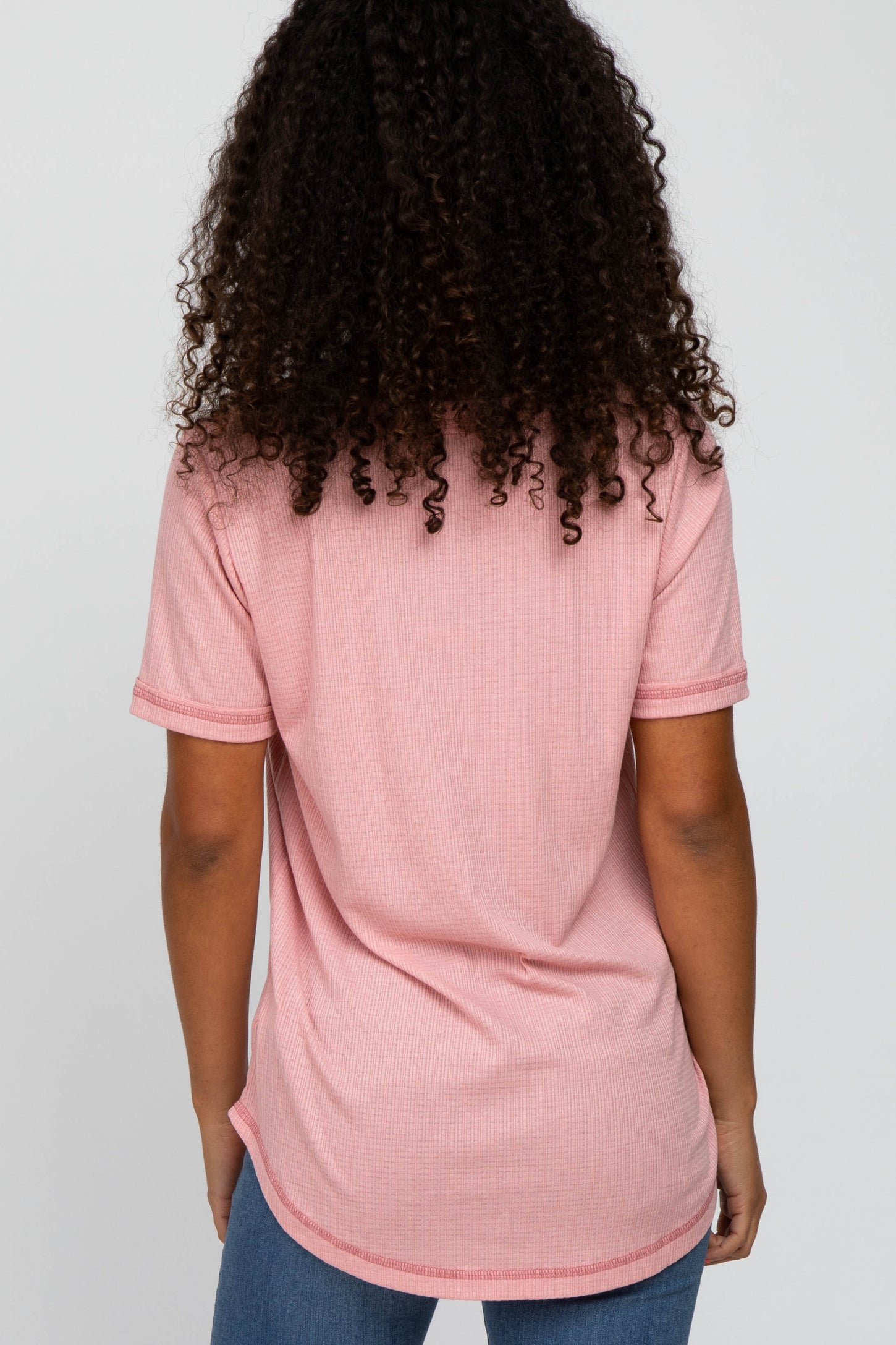 Pink Button Front T Shirt