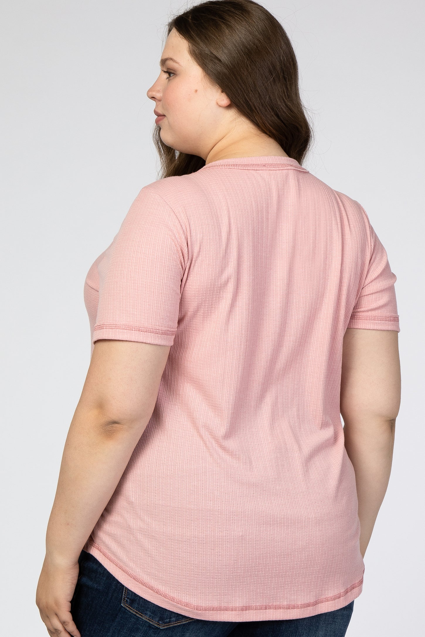 Pink Button Front Maternity Plus T Shirt