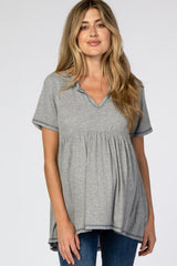 Heather Grey V Neck Maternity Top