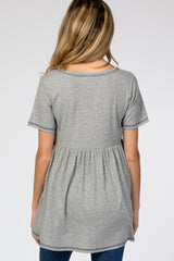 Heather Grey V Neck Maternity Top