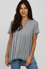 Heather Grey V Neck Top