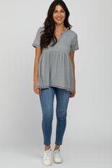 Heather Grey V Neck Top