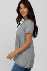 Heather Grey V Neck Top