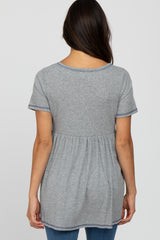 Heather Grey V Neck Top