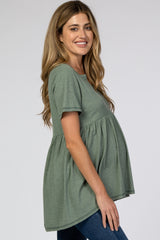 Olive V Neck Maternity Top