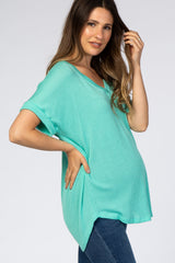 Mint Knit V-Neck Maternity Top