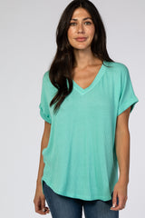 Mint Knit V-Neck Top