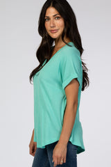 Mint Knit V-Neck Top