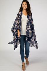 Navy Floral Chiffon Cover Up